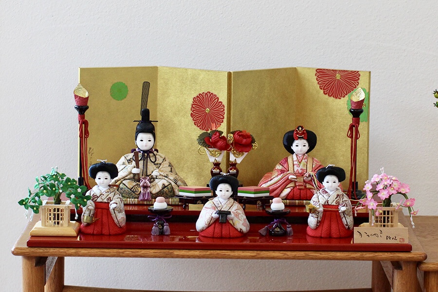 木目込み雛人形 五人飾り｜伝統の木目込み技法で作るコンパクトな五人