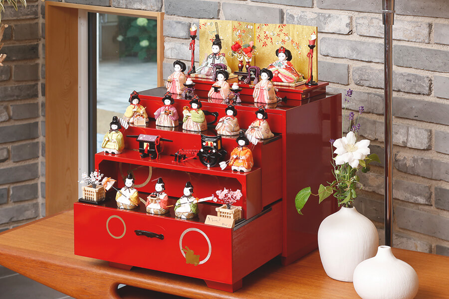 奥行46cm～ | コンパクトに飾れる木目込み雛人形