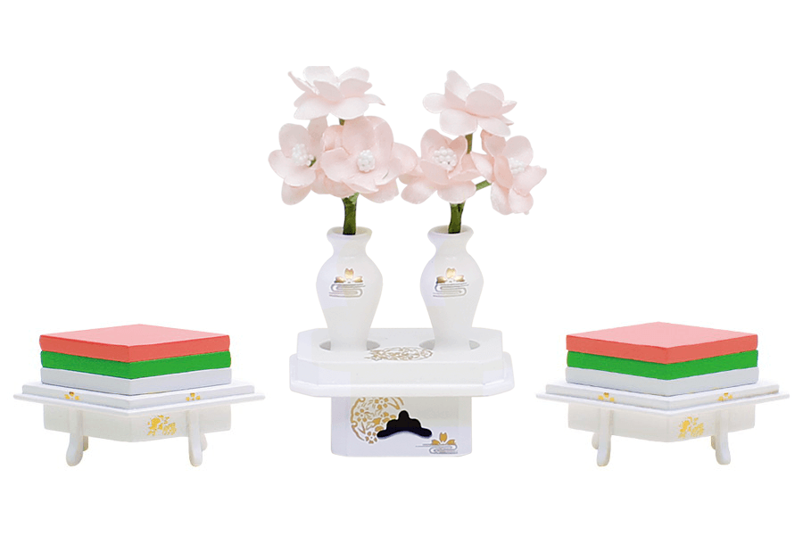 雪輪牡丹桜10号2点 - 三宝・菱餅- 白