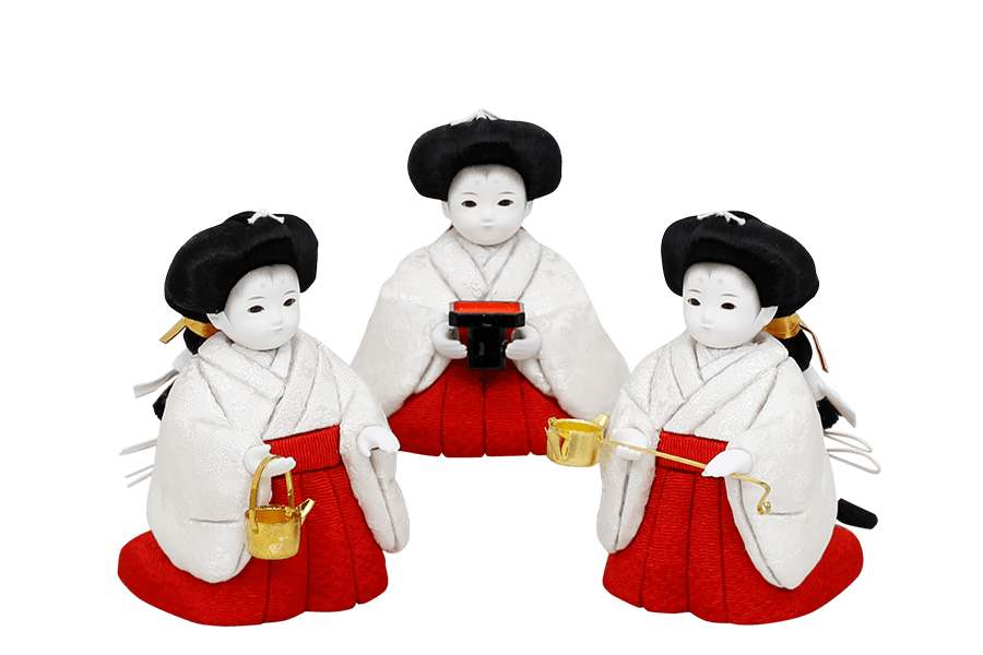 木目込み雛人形　蘭 - らん - 12号　三人官女（おすべらかし - 撫子）