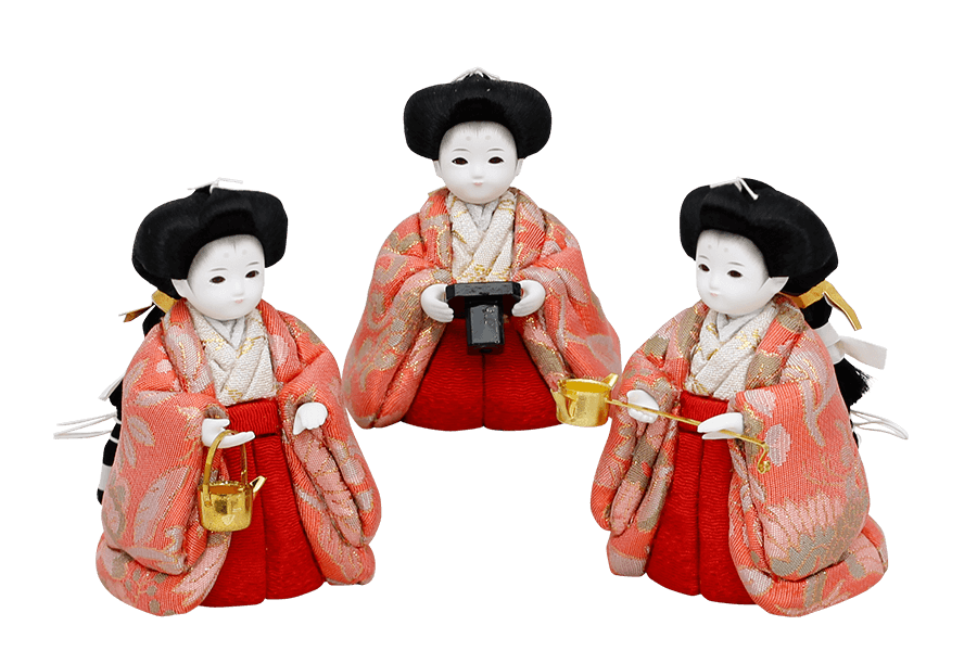 木目込み雛人形　星 - ほし - 13号　三人官女（おすべらかし - 撫子）