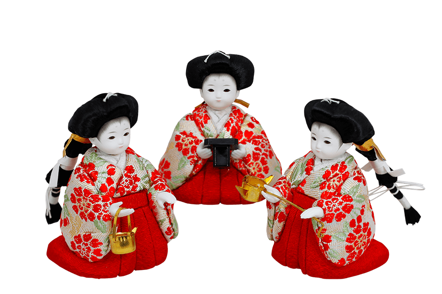 木目込み雛人形　初 - うい - 12号　三人官女（おすべらかし - 撫子）