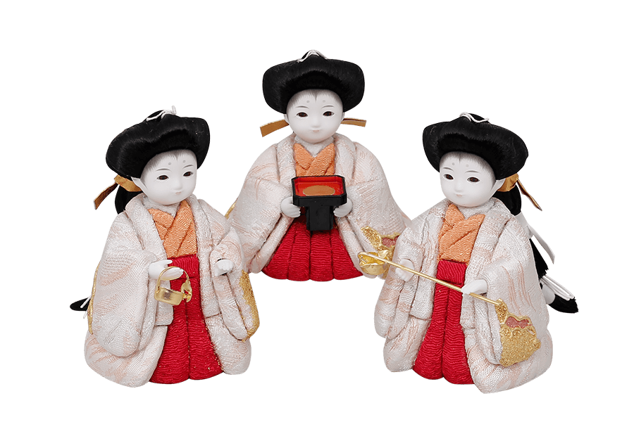 木目込み雛人形　茜 - あかね - 11号　三人官女（おすべらかし - 撫子）