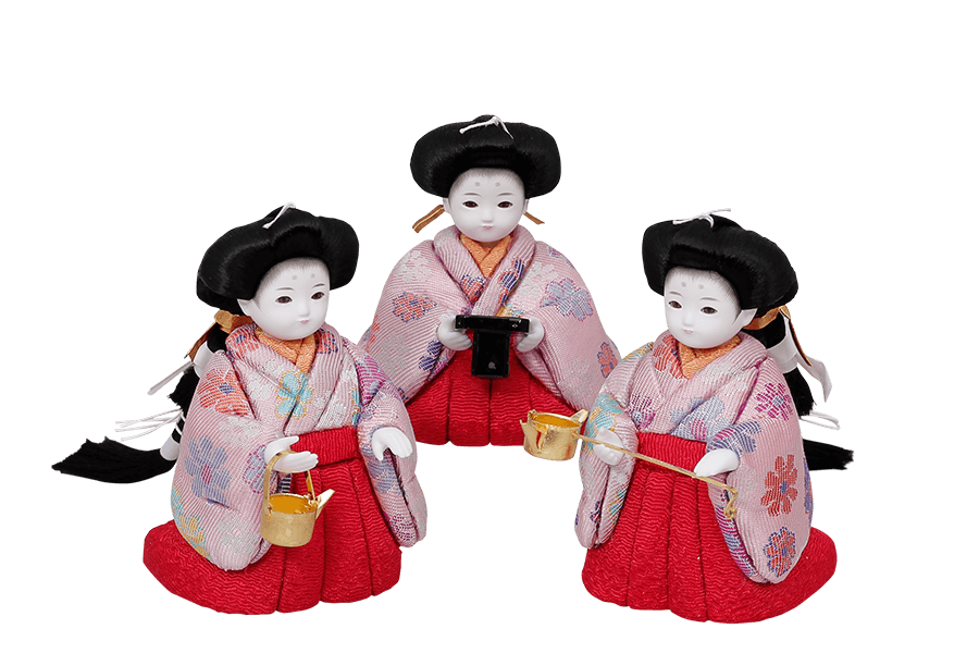 木目込み雛人形　愛 - あい - 12号　三人官女（おすべらかし - 撫子）