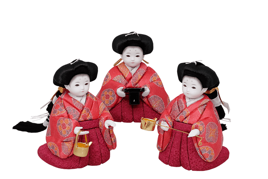 木目込み雛人形　艶 - あでやか - 12号　三人官女（おすべらかし - 撫子）