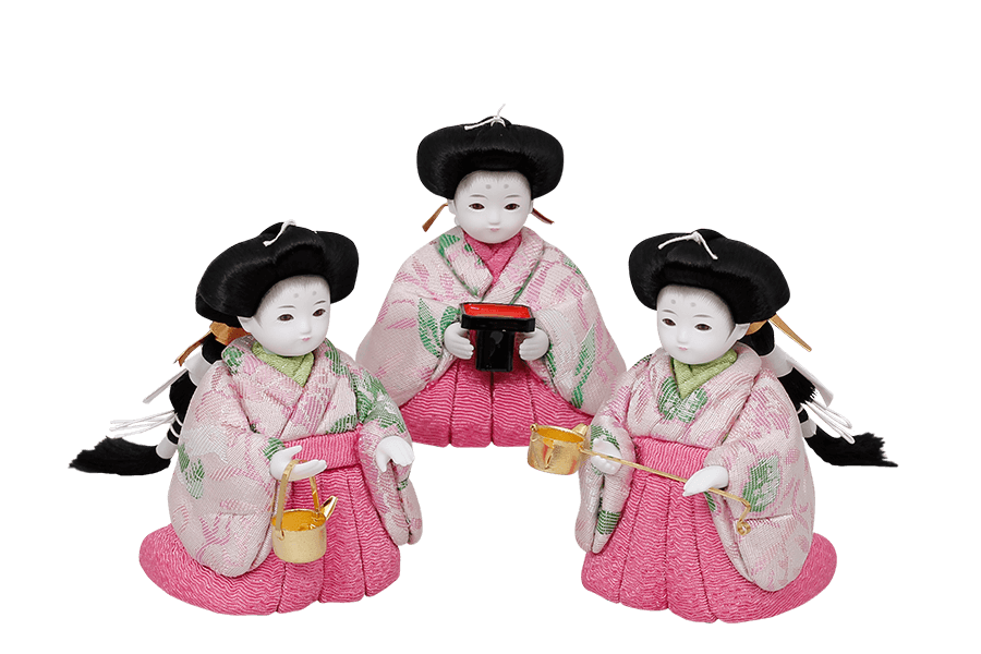 木目込み雛人形　結 - ゆい - 12号　三人官女（おすべらかし - 撫子）