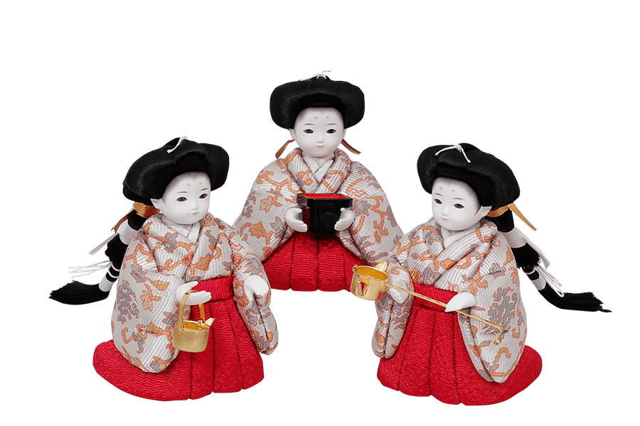 木目込み雛人形　寧 - ねね - 12号　三人官女（おすべらかし - 撫子）