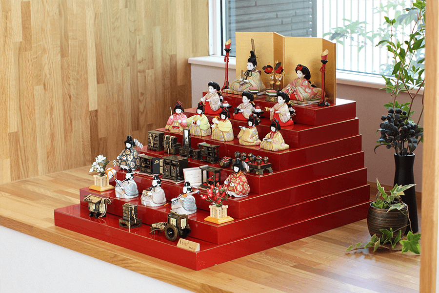 【中古美品　送料込合計¥68000】　木目込み雛人形　7段飾り　雛祭り　③ 金沢箔布木目込 雛人形 親王雛