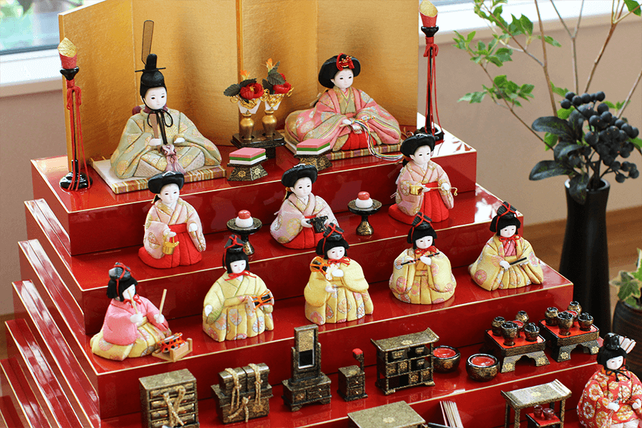 木目込み雛人形 奏 - かなで - 12号 十五人飾り | 人形工房ひととえ