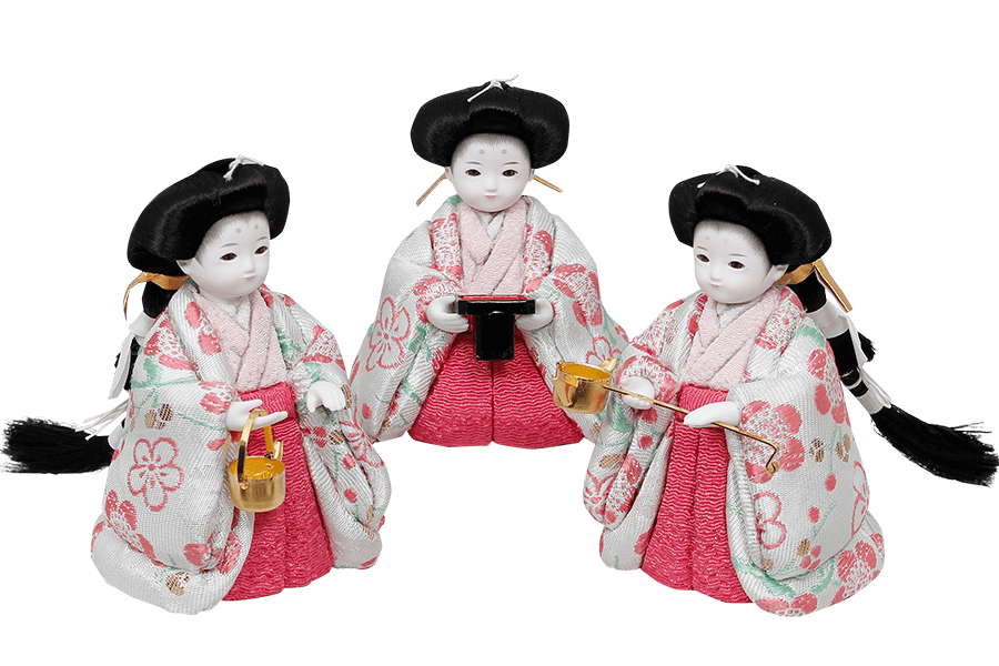 木目込み雛人形　凪 - なぎ - 13号　三人官女（おすべらかし - 撫子）