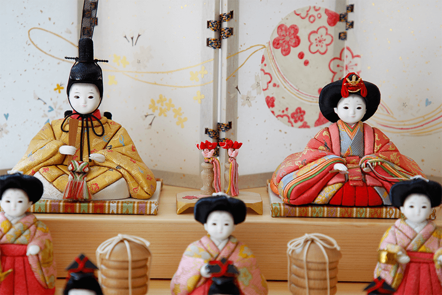 木目込み人形のお雛さま | 人形工房ひととえ｜紗｜十五人飾り