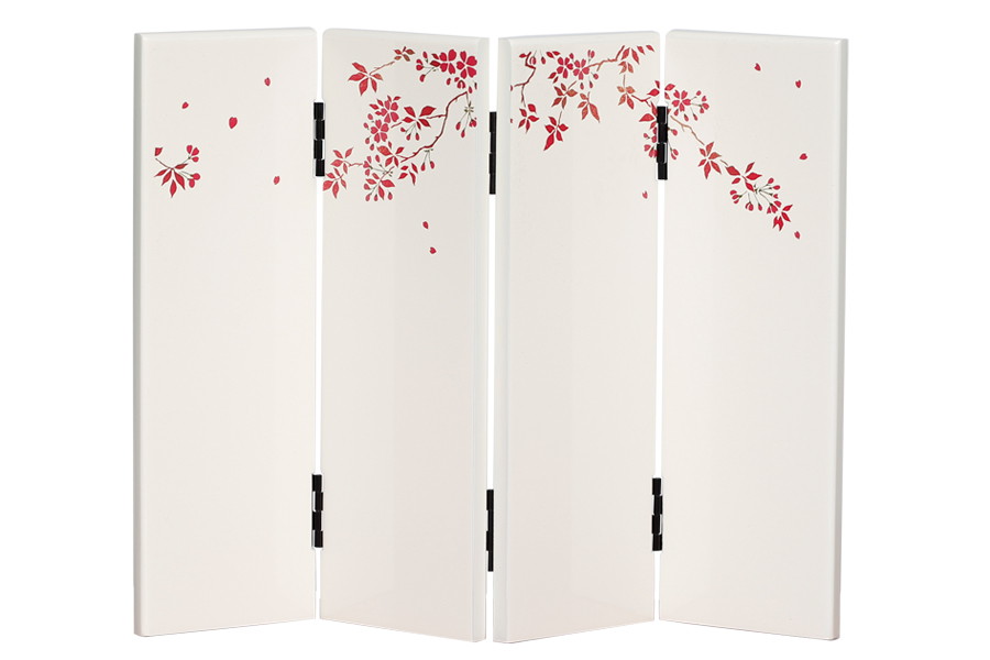 塗屏風 - 山桜 - 白 - 高屏風