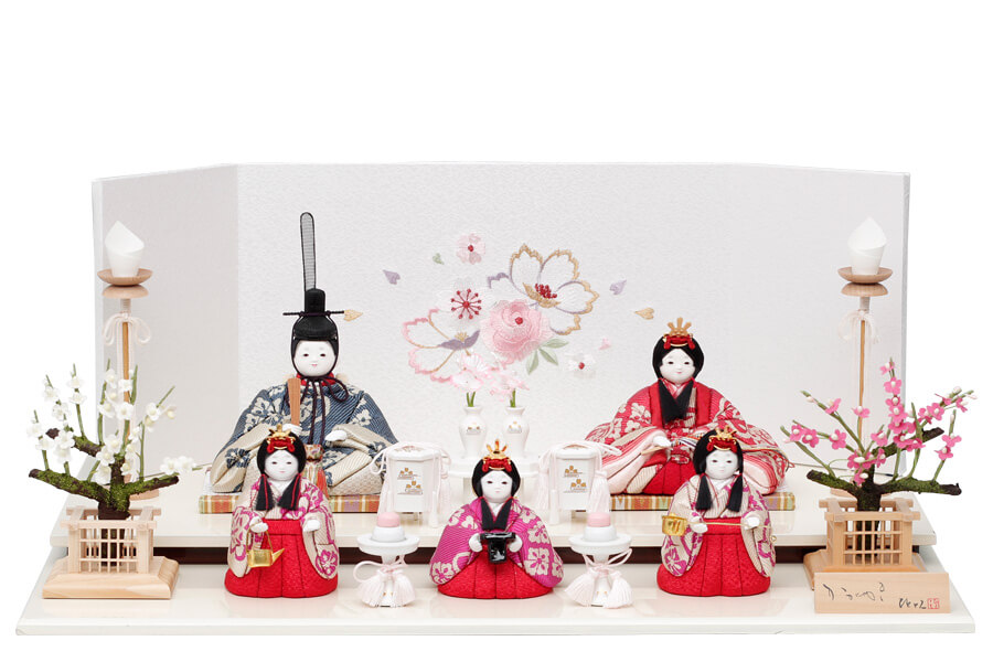コンパクトな雛人形 ひな人形 のひととえ 陽 収納五人飾り