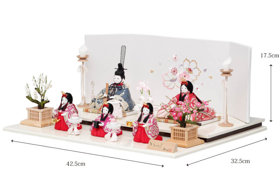 コンパクトな雛人形 ひな人形 のひととえ 陽 収納五人飾り