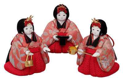 木目込み人形　春日三人官女人形3体と台座3つの商品です